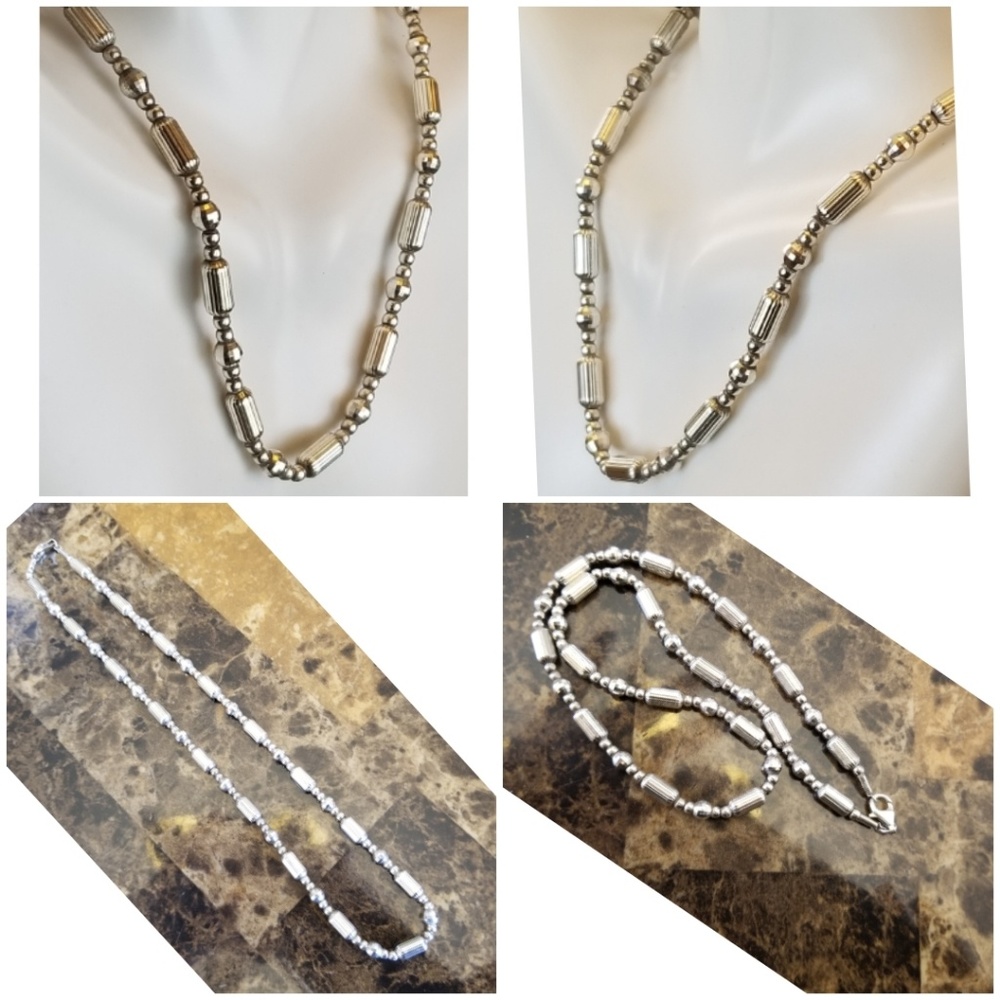 Heavy Solid Sterling Silver Necklace 16.5" - image 2